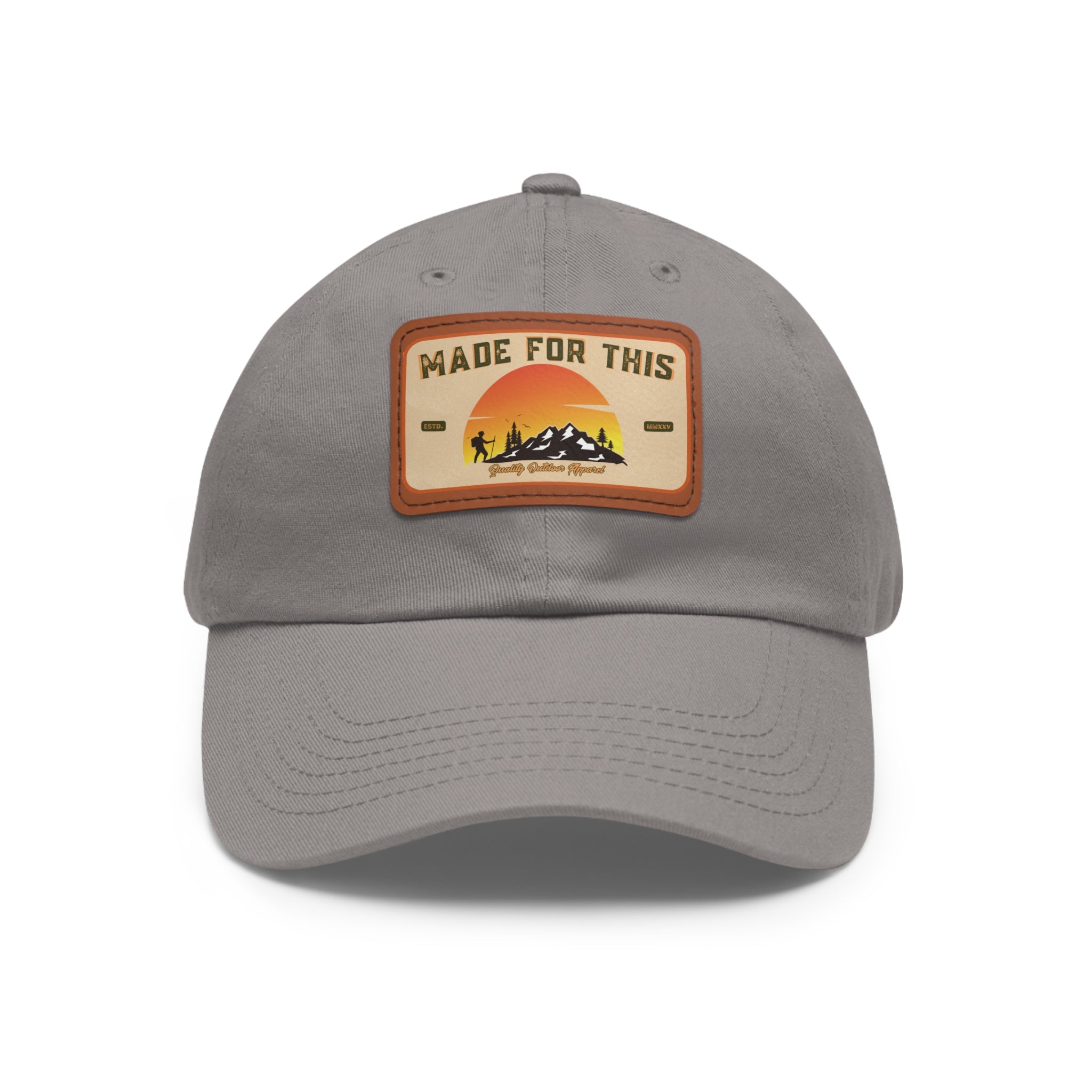 Made For This MMXXV Stylish Dad Hat, Leather Patch Cap, Casual Outdoor Accessory, Gift for Fathers, Hiking Gear