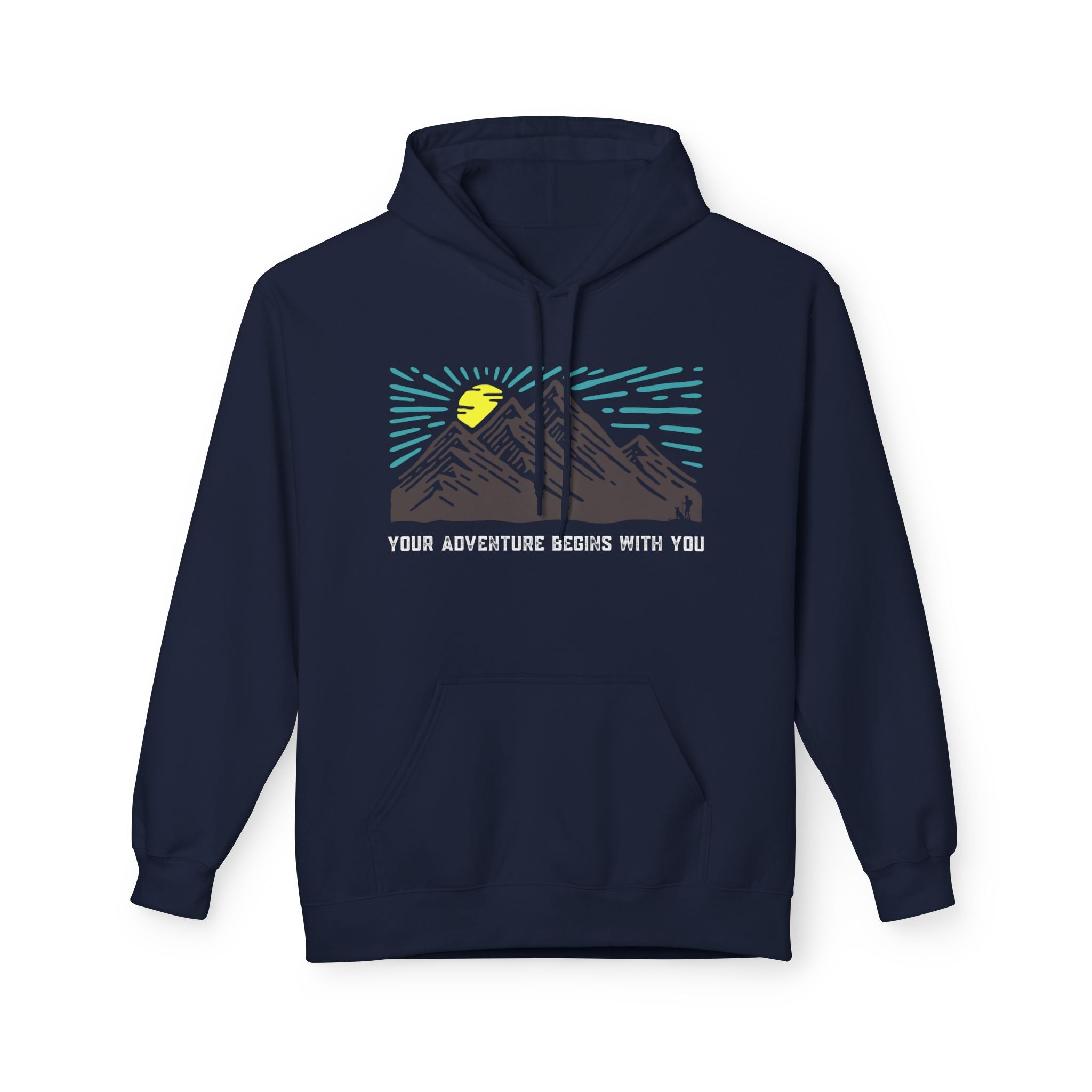 Adventure Awaits Fleece Hoodie | Cozy Mountain-Themed Sweatshirt for Nature Lovers, Outdoor Enthusiasts, Hiking, Camping, Gift Idea, Travel