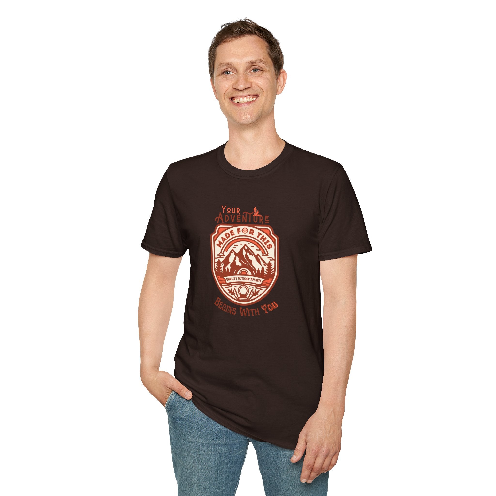 Adventure Awaits Unisex Softstyle T-Shirt, Casual Tee, Outdoor Shirt, Travel Gift, Nature Lover Apparel