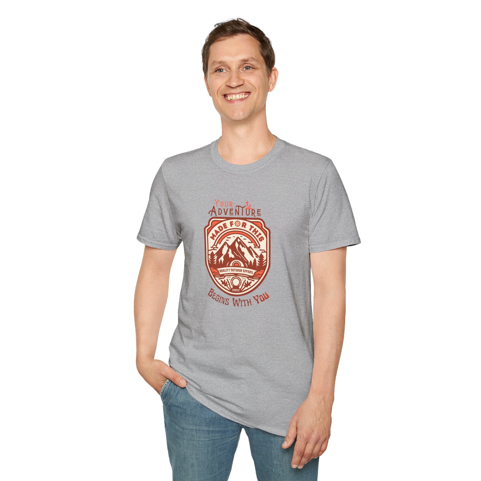Adventure Awaits Unisex Softstyle T-Shirt, Casual Tee, Outdoor Shirt, Travel Gift, Nature Lover Apparel