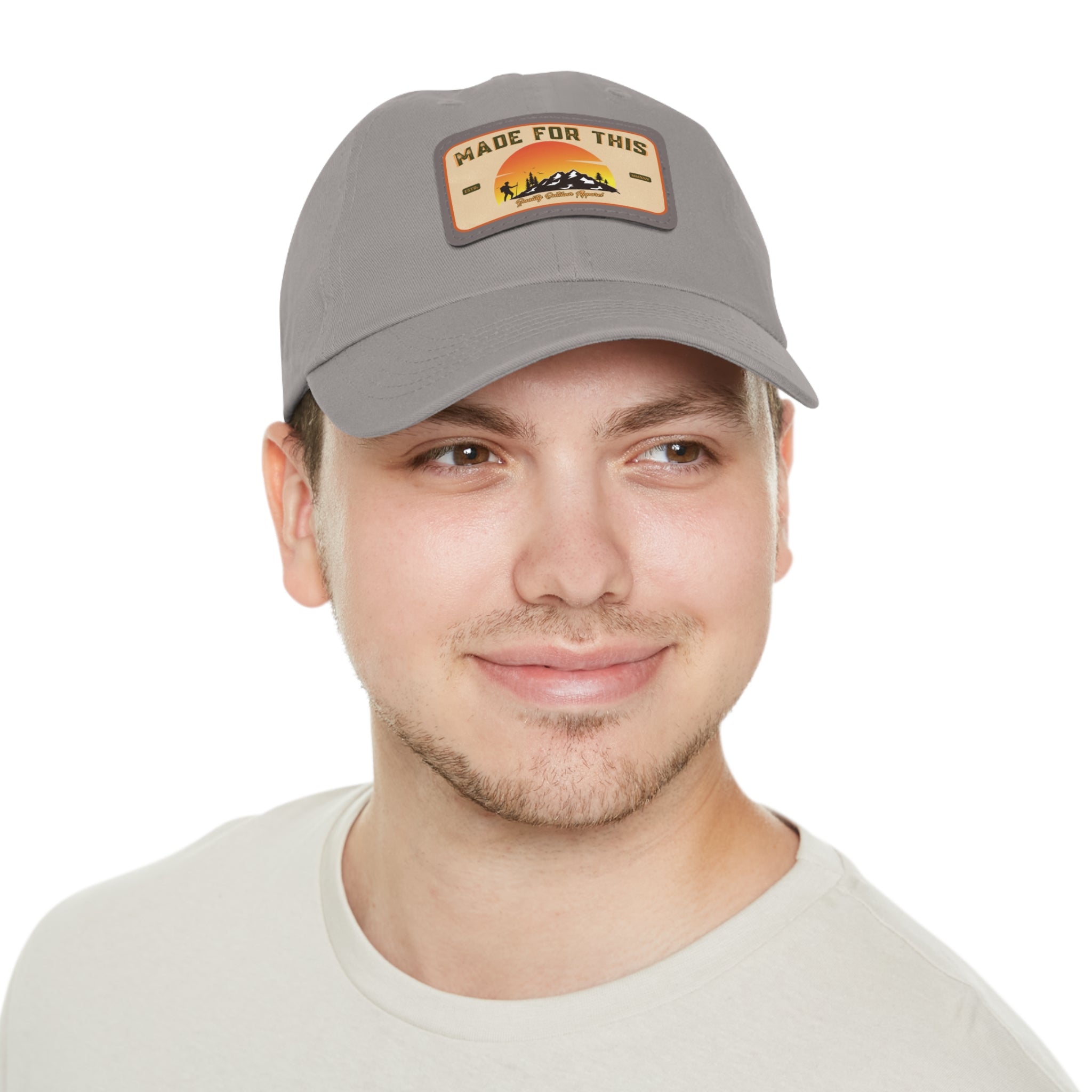 Made For This MMXXV Stylish Dad Hat, Leather Patch Cap, Casual Outdoor Accessory, Gift for Fathers, Hiking Gear