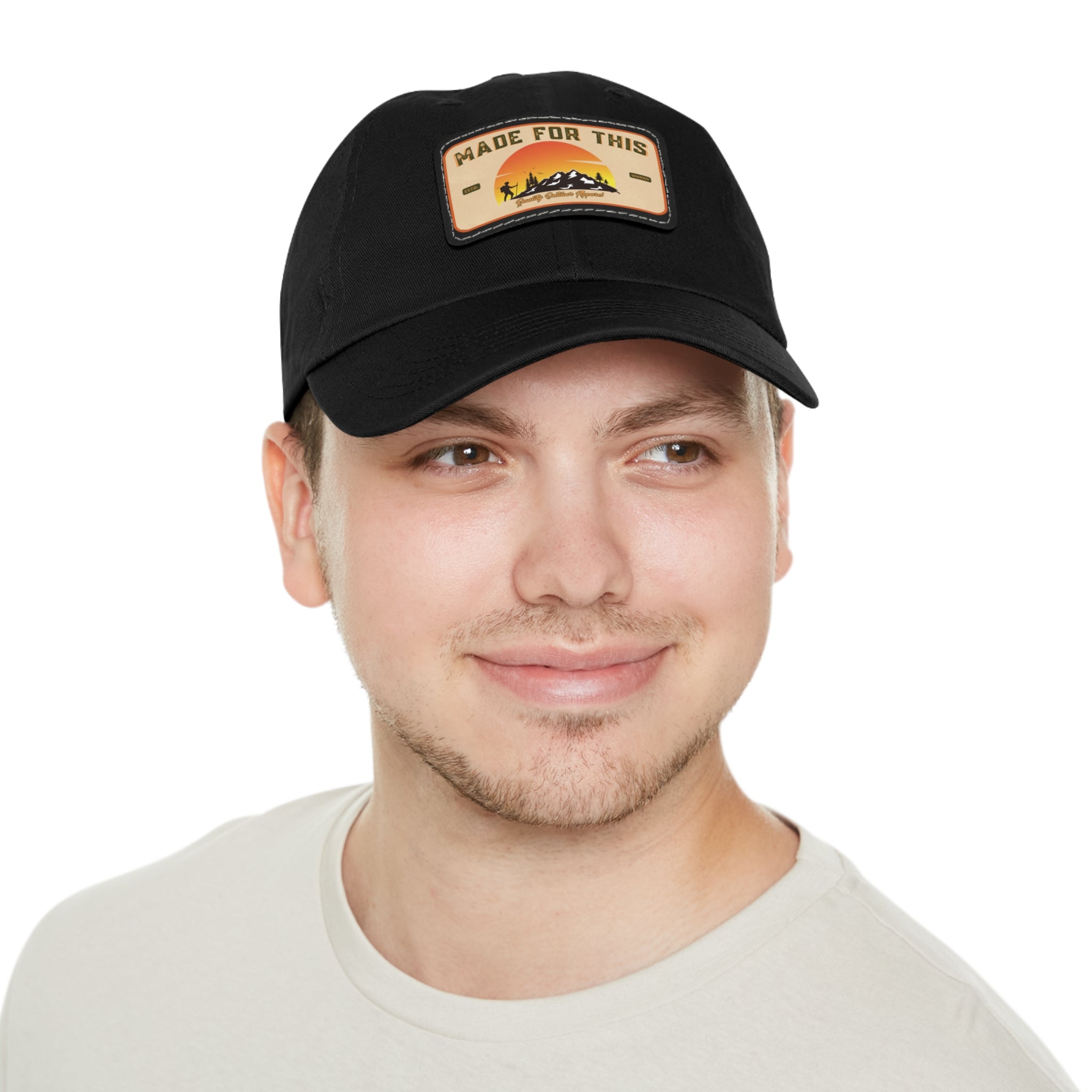 Made For This MMXXV Stylish Dad Hat, Leather Patch Cap, Casual Outdoor Accessory, Gift for Fathers, Hiking Gear