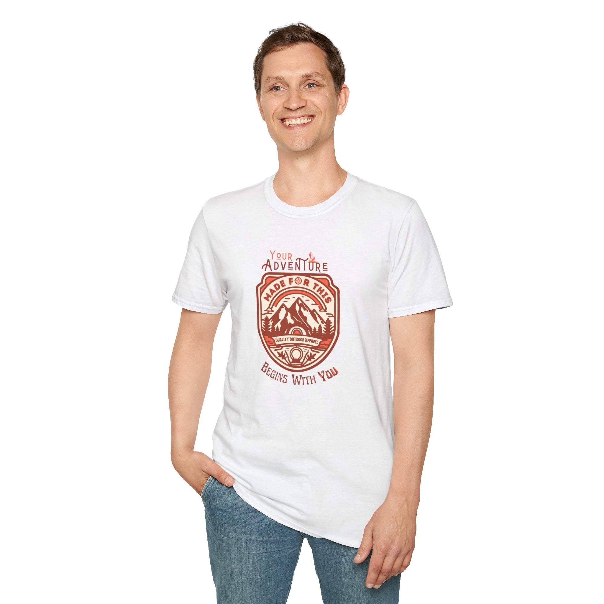 Adventure Awaits Unisex Softstyle T-Shirt, Casual Tee, Outdoor Shirt, Travel Gift, Nature Lover Apparel
