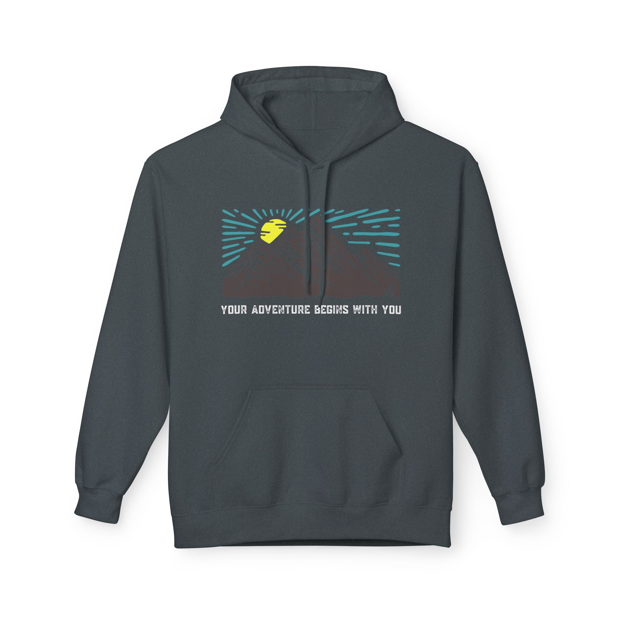 Adventure Awaits Fleece Hoodie | Cozy Mountain-Themed Sweatshirt for Nature Lovers, Outdoor Enthusiasts, Hiking, Camping, Gift Idea, Travel