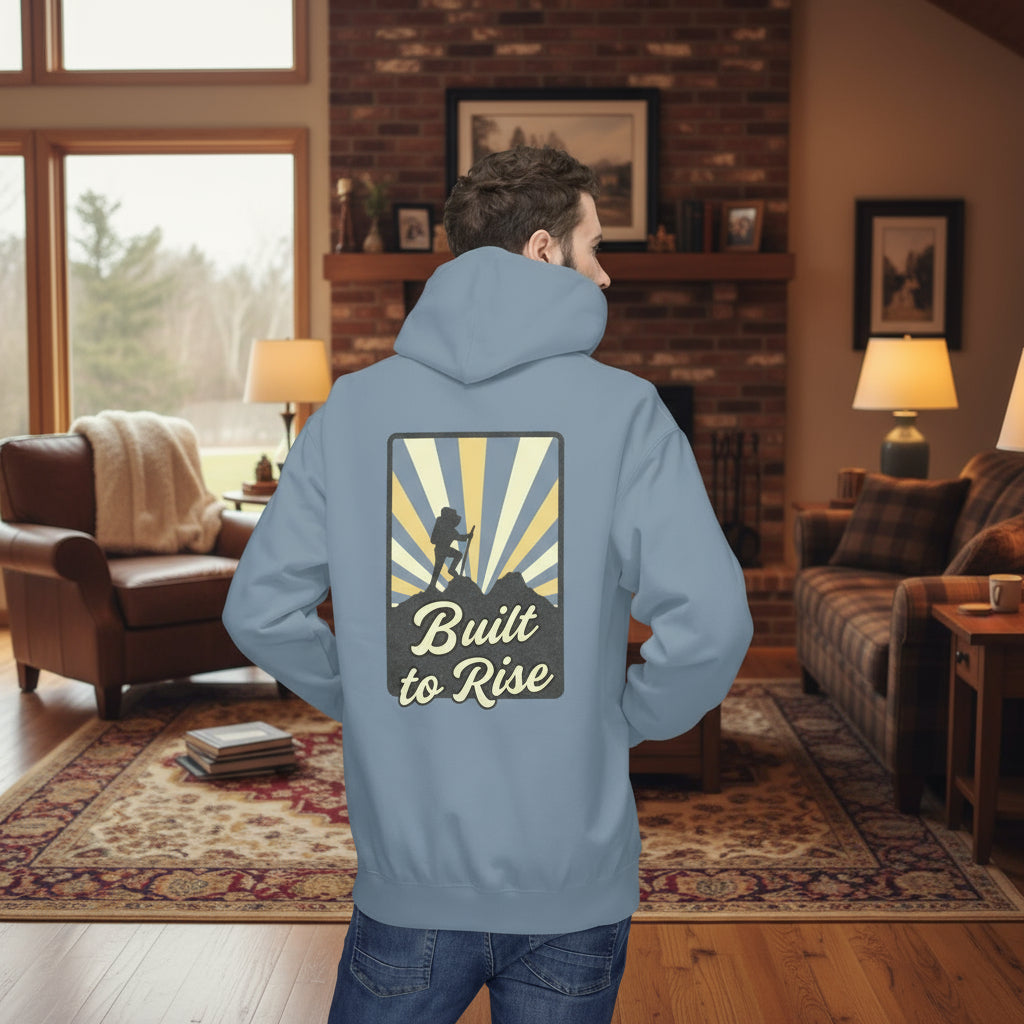 Adventure-Ready Fleece Hoodie | Built to Rise Outdoor Sweatshirt, Unisex Camping Gift, Hiking Apparel, Motivational Hoodie, [...]