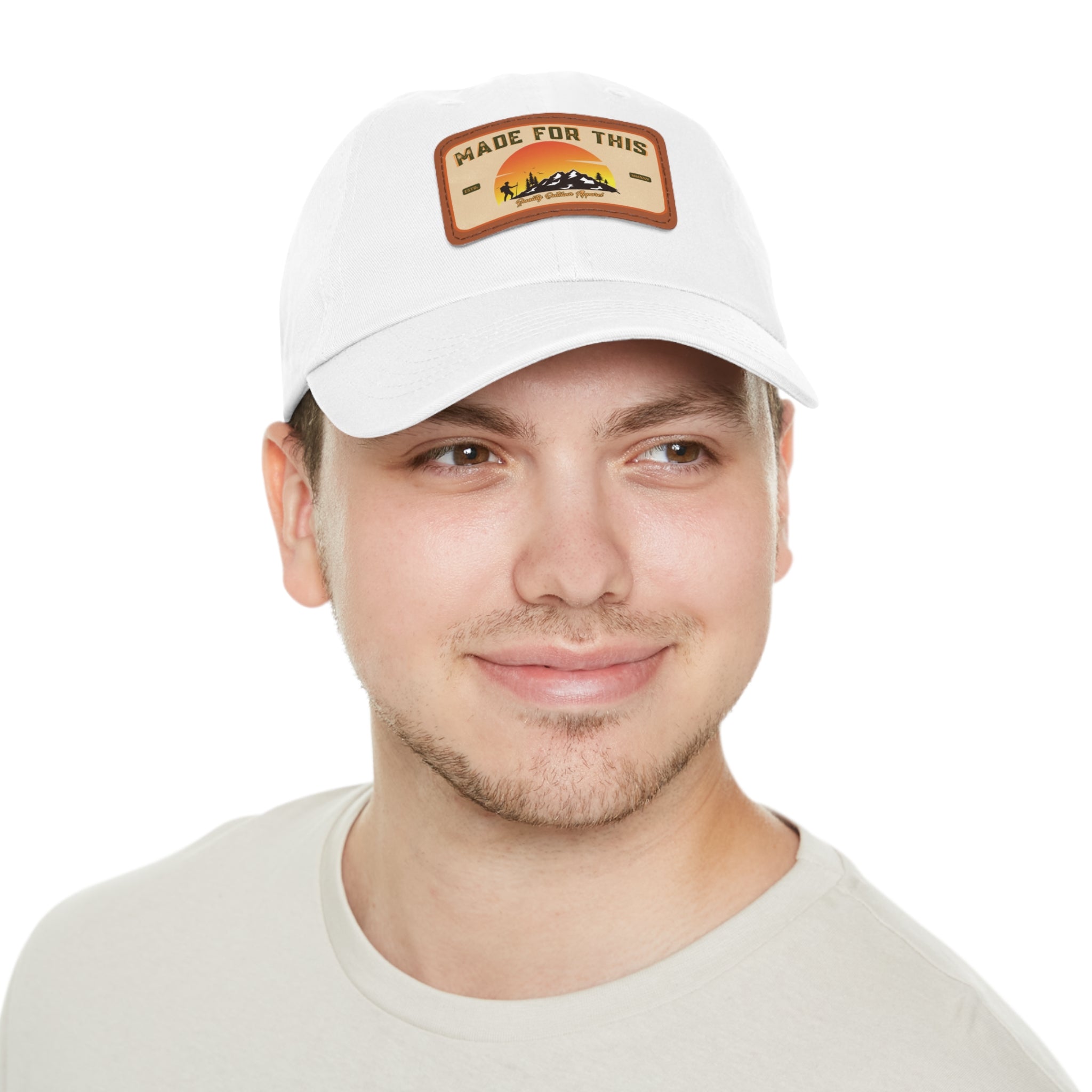 Made For This MMXXV Stylish Dad Hat, Leather Patch Cap, Casual Outdoor Accessory, Gift for Fathers, Hiking Gear