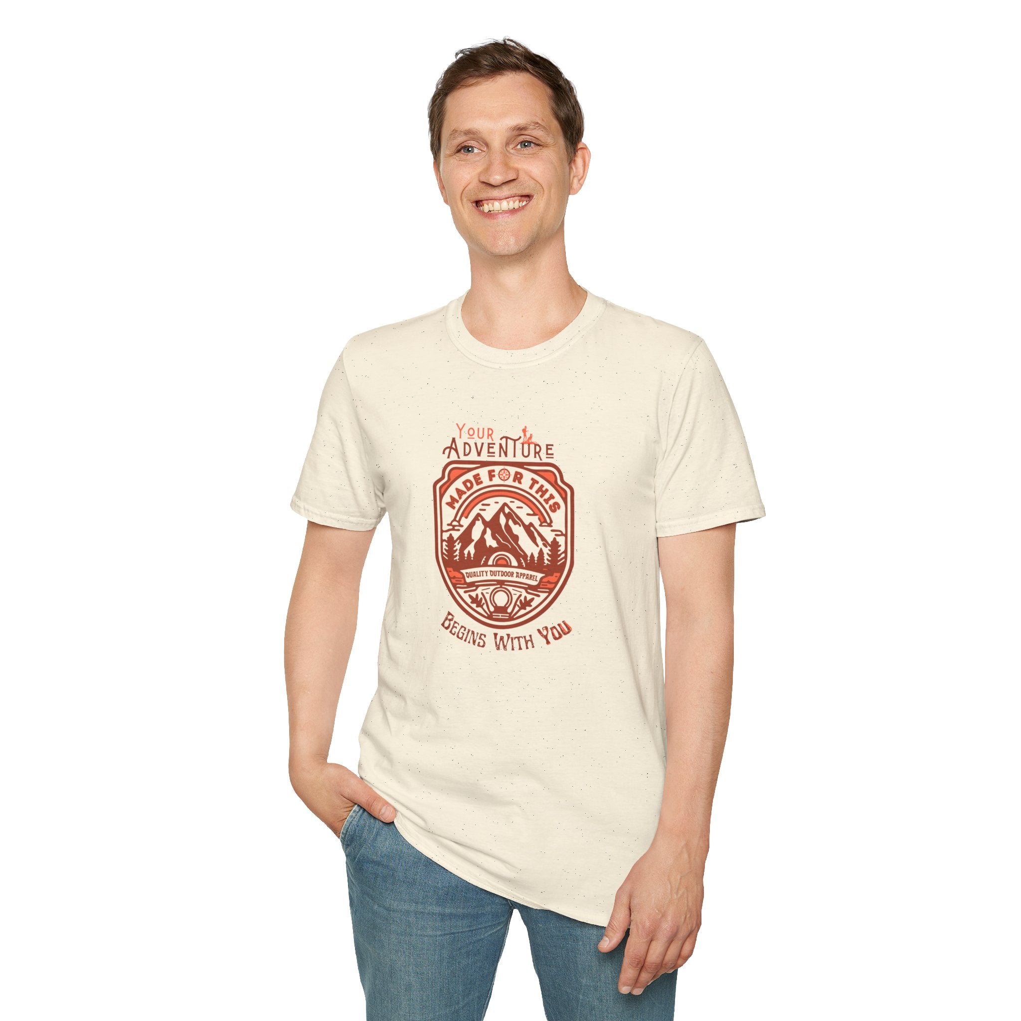 Adventure Awaits Unisex Softstyle T-Shirt, Casual Tee, Outdoor Shirt, Travel Gift, Nature Lover Apparel
