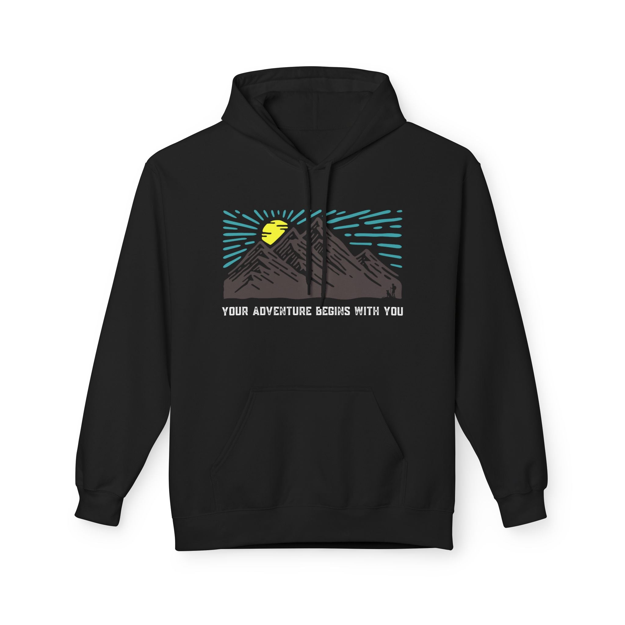 Adventure Awaits Fleece Hoodie | Cozy Mountain-Themed Sweatshirt for Nature Lovers, Outdoor Enthusiasts, Hiking, Camping, Gift Idea, Travel