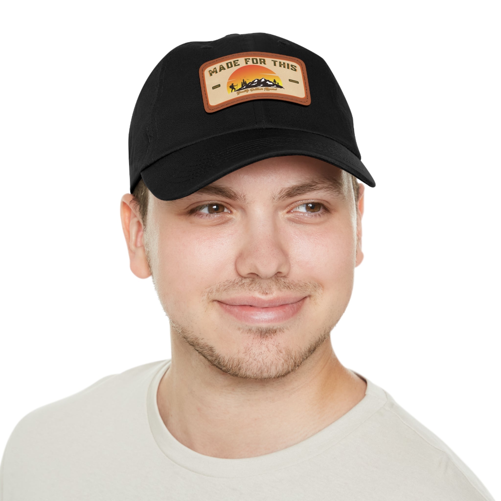 Made For This MMXXV Stylish Dad Hat, Leather Patch Cap, Casual Outdoor Accessory, Gift for Fathers, Hiking Gear