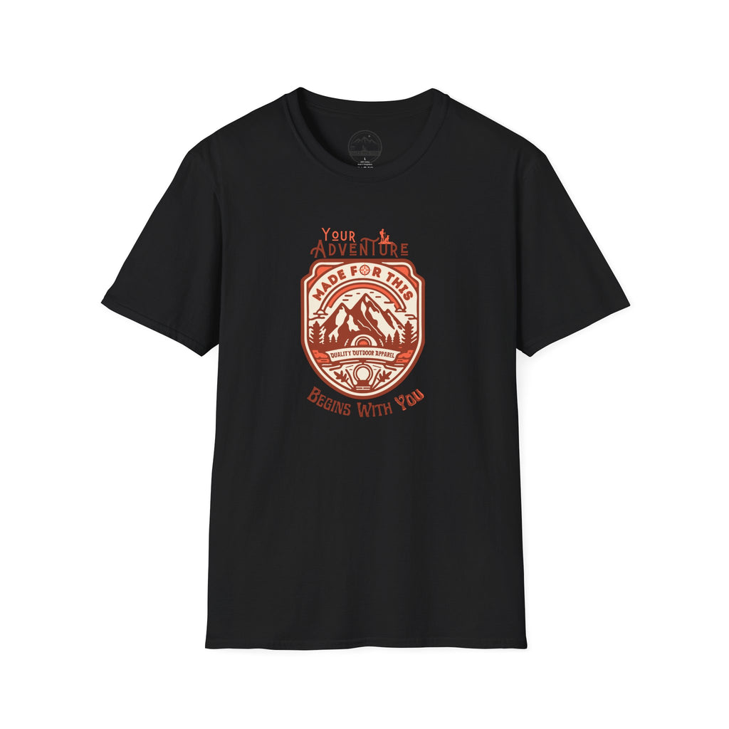 Adventure Awaits Unisex Softstyle T-Shirt, Casual Tee, Outdoor Shirt, Travel Gift, Nature Lover Apparel