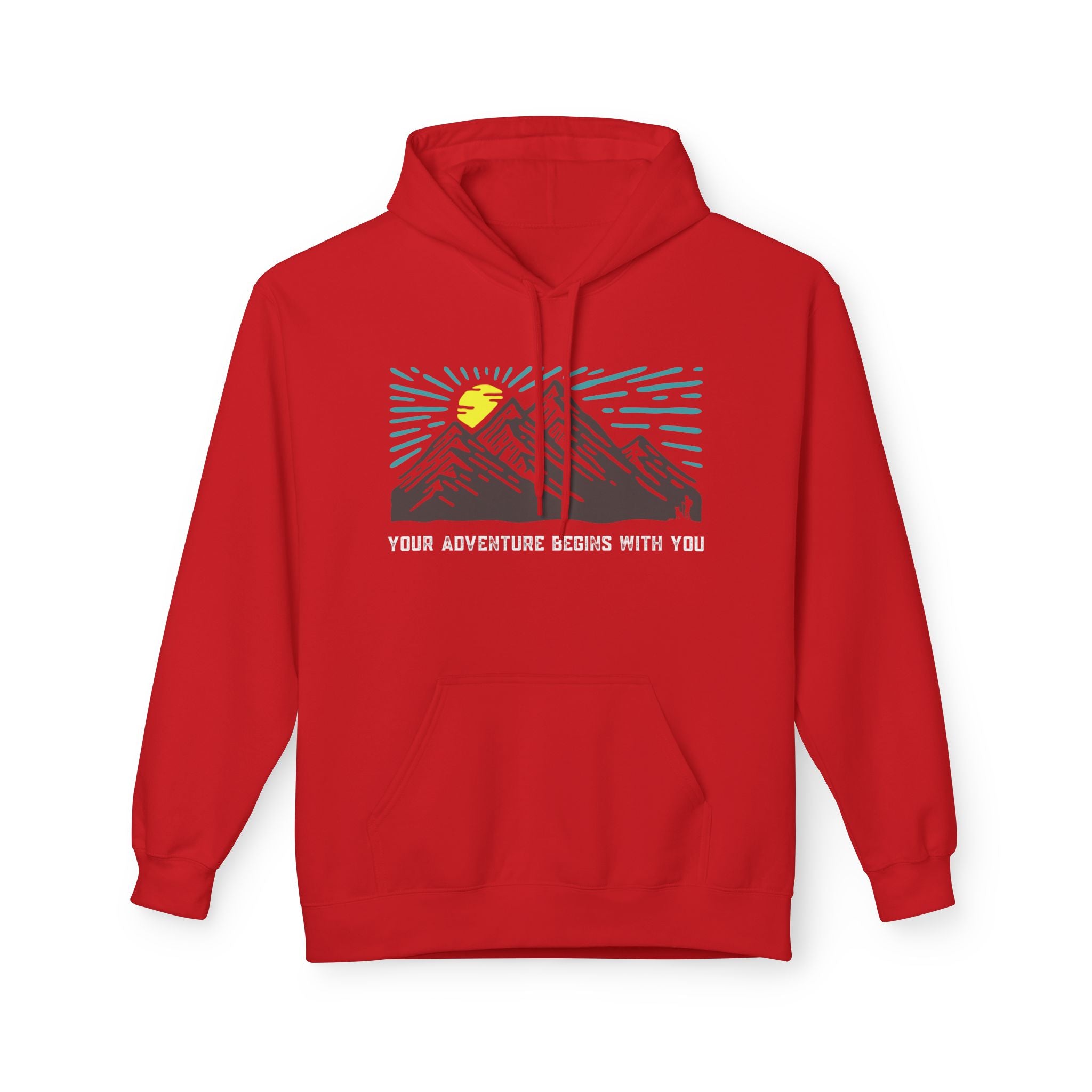 Adventure Awaits Fleece Hoodie | Cozy Mountain-Themed Sweatshirt for Nature Lovers, Outdoor Enthusiasts, Hiking, Camping, Gift Idea, Travel
